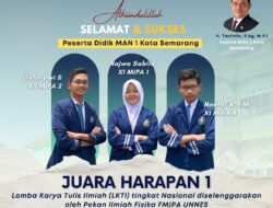Siswa MAN 1 Kota Semarang Juara Harapan Lomba Karya Tulis Nasional